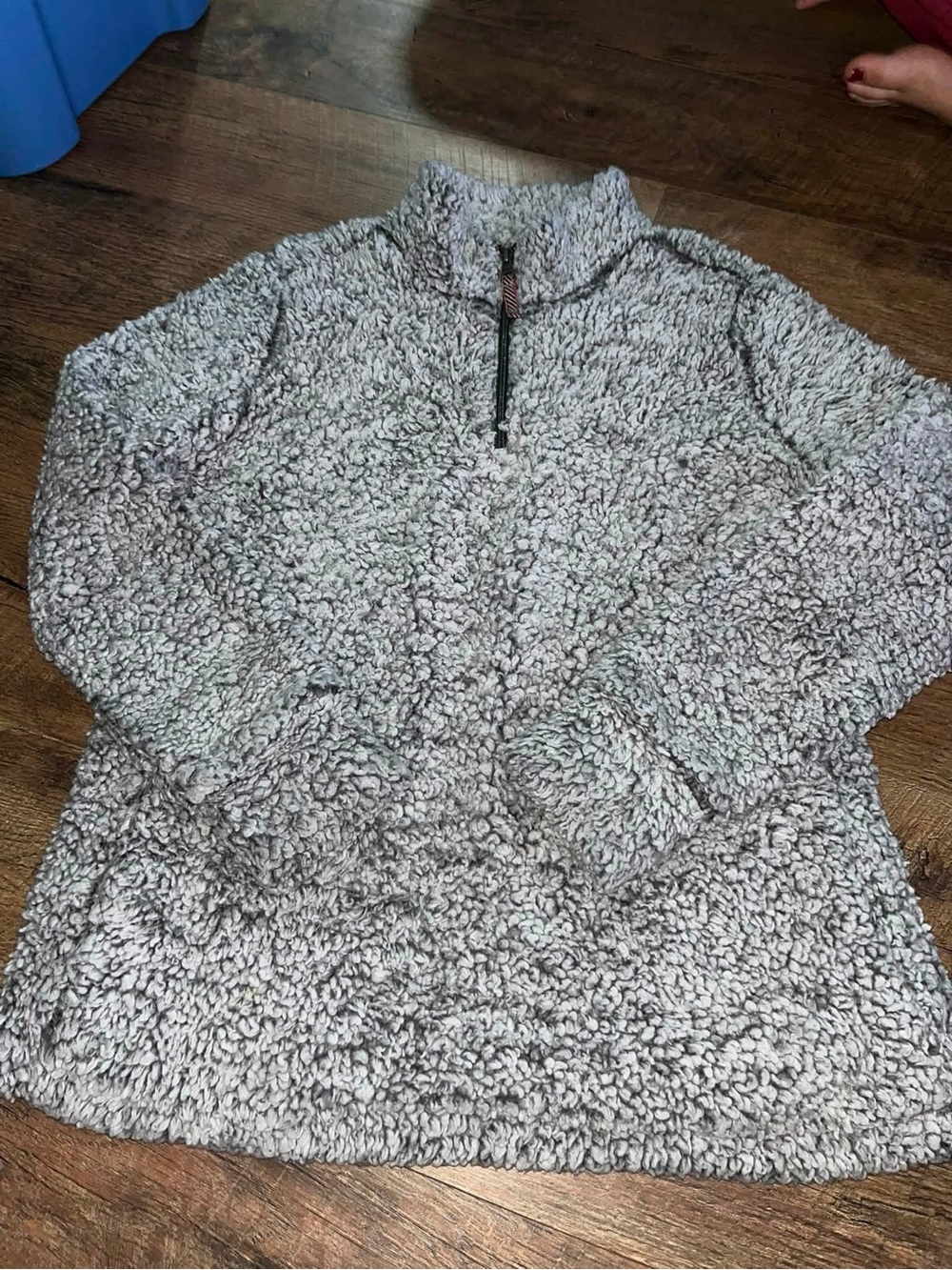 Cozy Women's Sherpa Half-Zip Pullover Jacket - Light Gray